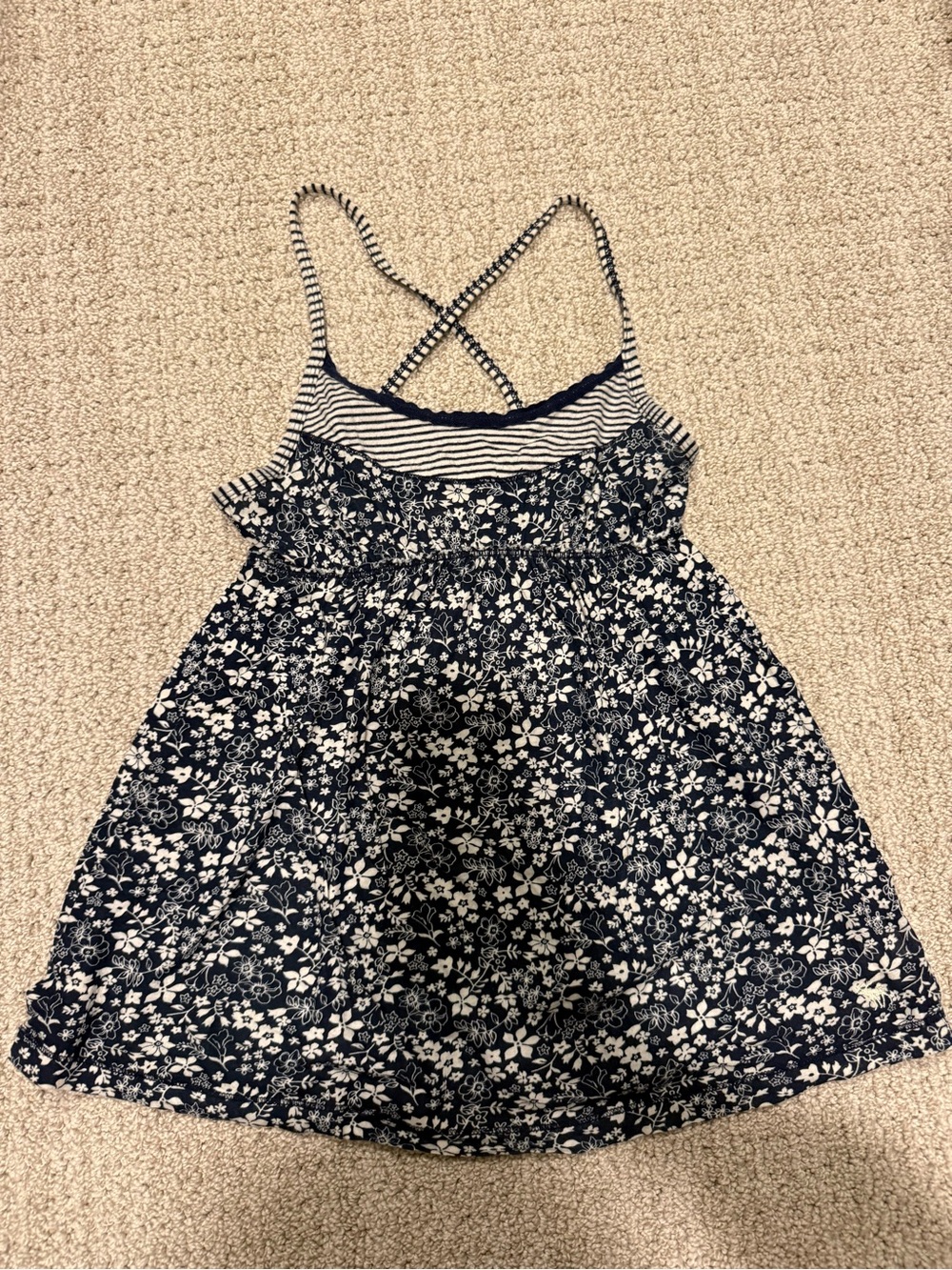 Vintage Abercrombie babydoll Girls Navy Floral Top L
